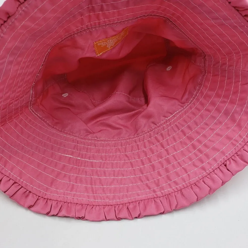 UV Skinz Girls Reversible Bucket Hat Colorful Stripe Pink Ruffle Brim Sun UPF 50